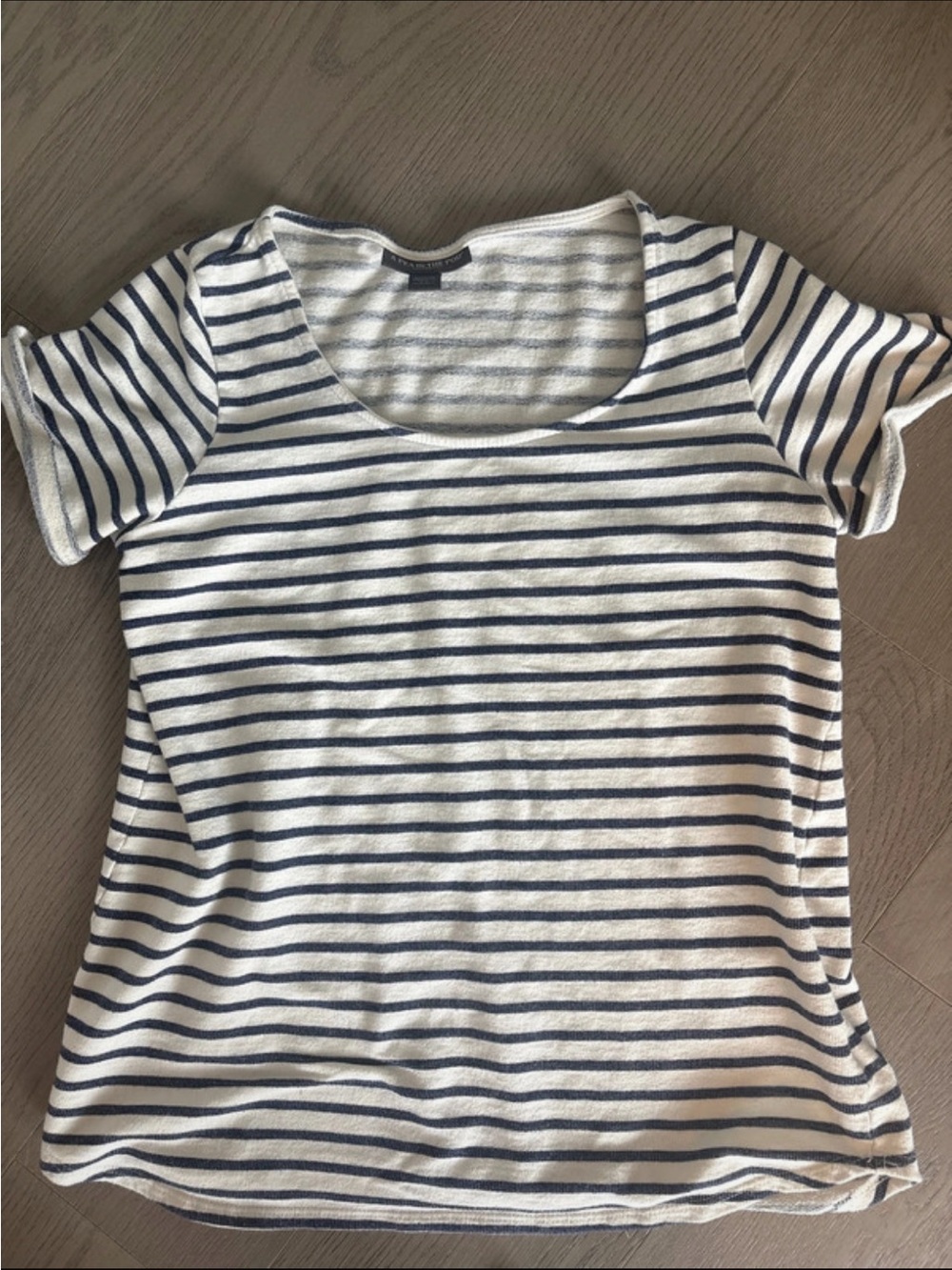 A Pea in the Pod White & Navy Striped Scoop Neck Short Sleeve Tee